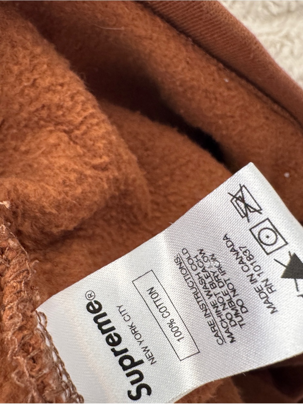 Supreme Two-Tone Half-Zip Sweatshirt in Brown and Gray-Blue - Picture 6 of 10